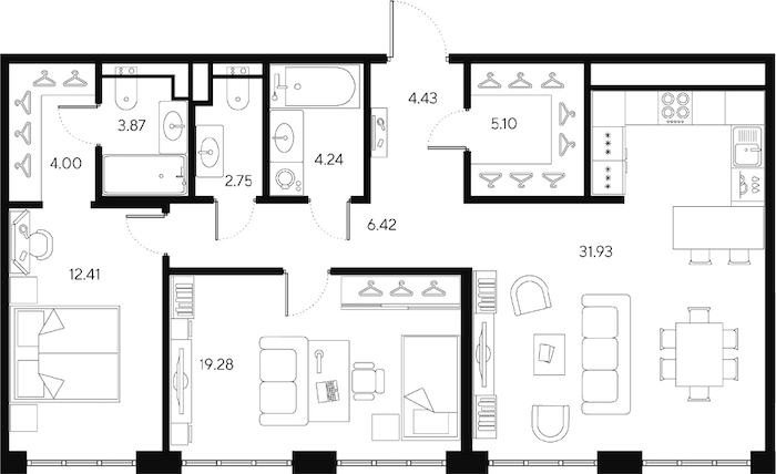 2-комнатная квартира 92.81 м², 8/9 эт., ЖК «LEGENDA Большой 67»